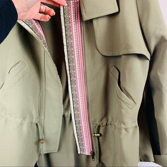 Greylin Embroidered Anorak Olive Drawstring Jacket - Picture 3 of 8